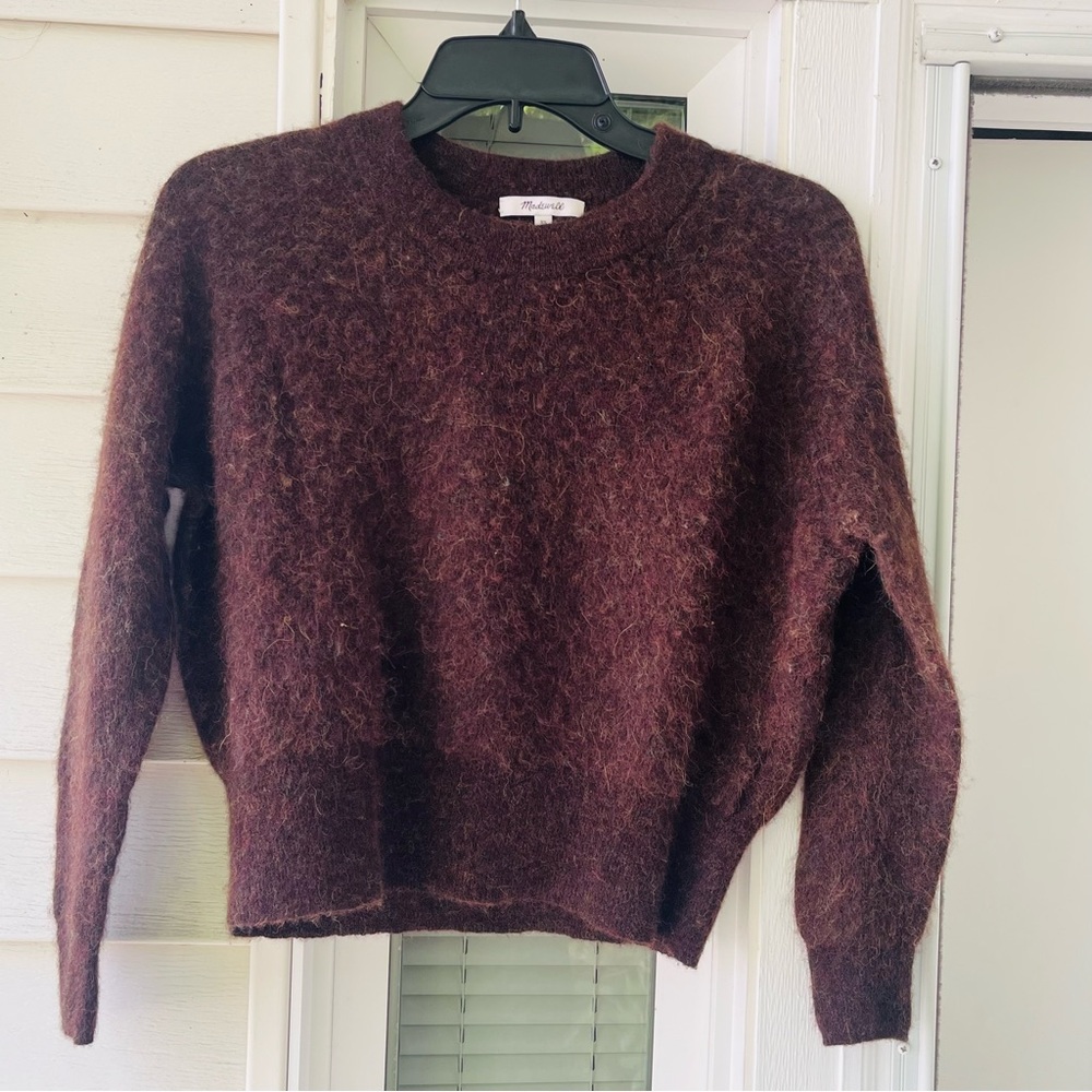 Madewell Elliston Crop 3/4
Sleeve Pullover Sweater Brown Alpaca Blend XS